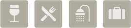 ikony kawiarnia, restauracja, prysznic, bagaż